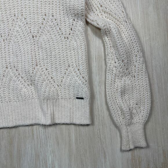 Abercrombie & Fitch Alpaca Blend Ivory Crew Neck Cozy Pullover Sweater Medium - Picture 2 of 13